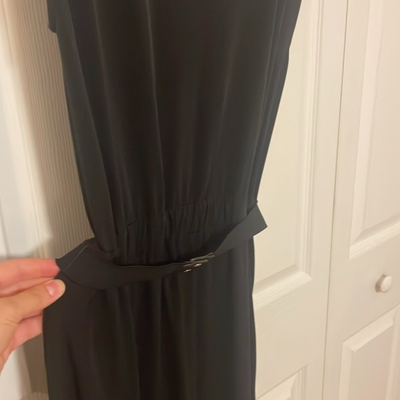 New York & Company Long Black Stretch Dress With Gold Belt - Picture 8 of 10